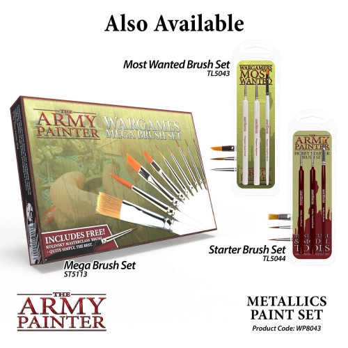 Preview: The Army Painter Warpaints Metallics Lackset inkl. 8 Farben und 16 Edelstahl Mischkugeln (g.P. 1L=172.92€)
